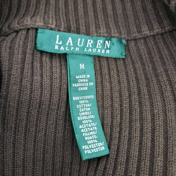 RLL Vintage Ribbed Brown Cardigan Jacket  Equestrian Size M Horse Bridle Print - Picture 12 of 14